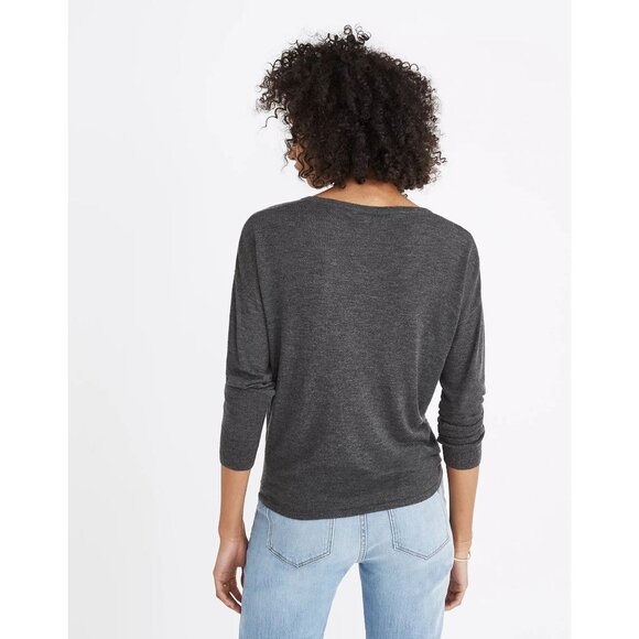 Madewell Womens Modern Tie-Front Knit Top Medium Gray - Picture 2 of 8
